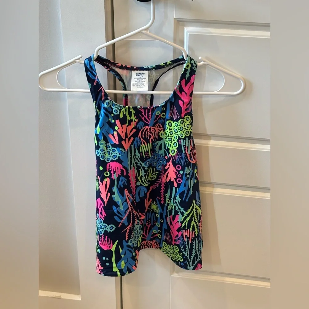 Lands' End Neon Abstract Tank Top
